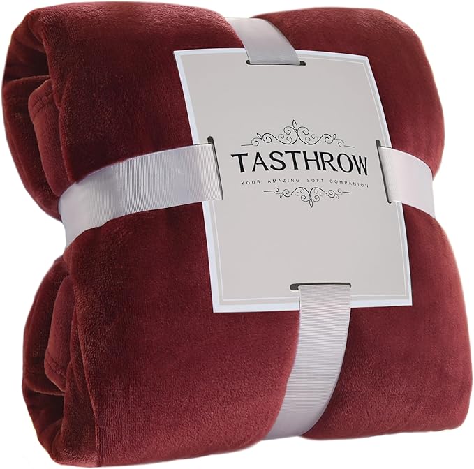 TASTHROW Burgundy Throw Blanket 50x60 Inches | Soft Plush Cozy Fleece Flannel Throw Blanket, Lightweight Warm Throws for Bed, Couch, Bedroom and Living Room, All Seasons
