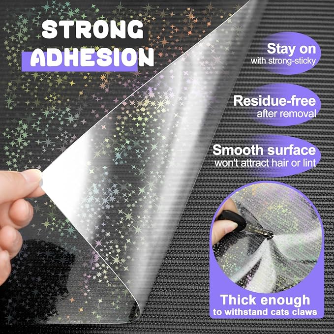 JINVOGREEN Iridescent Cat Scratch Furniture Protector, 160 x 12.4 in | Thickened Self-Adhesive Protector Designed to Help Shield Couches and Other Furniture from Cat Scratching