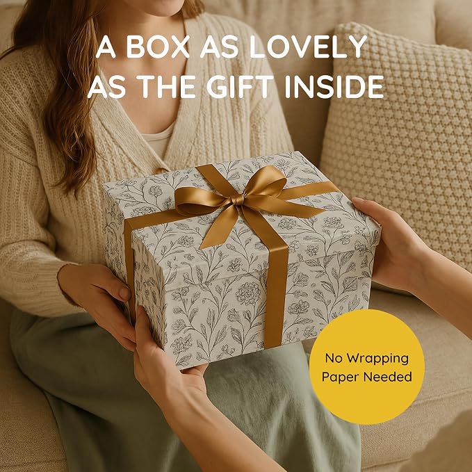 Soul & Lane - Modern Meadow Decorative Storage Boxes with Lids, Set of 3 | Large Nesting Cardboard Keepsake Boxes for Memories, Photos and Gifts, Pretty Modern Floral Containers for Home Decor