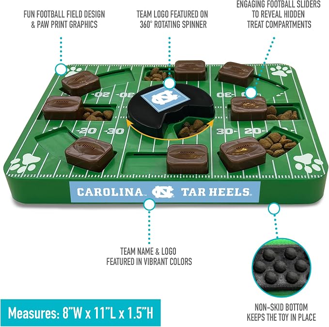 Pets First NCAA University of NC Puzzle Toy, Puzzle Treat Dog Toy, Interactive Dog Treat Toy, Dog Puzzle Feeding Slow Toy