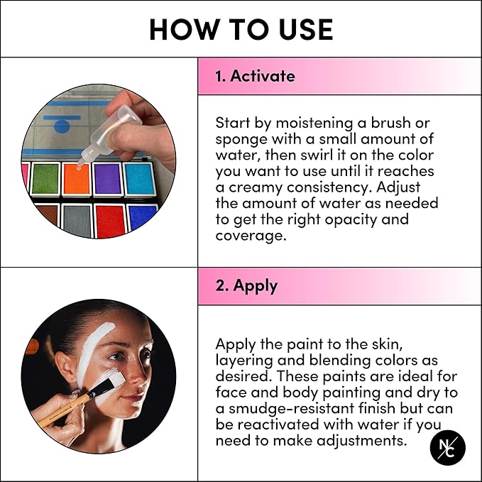 Narrative Cosmetics Primary Colors 12-Pan Palette - Vibrant Water-Activated Makeup for Face & Body Painting - Ideal for Cosplay, Theater & Artistic Makeup Creations