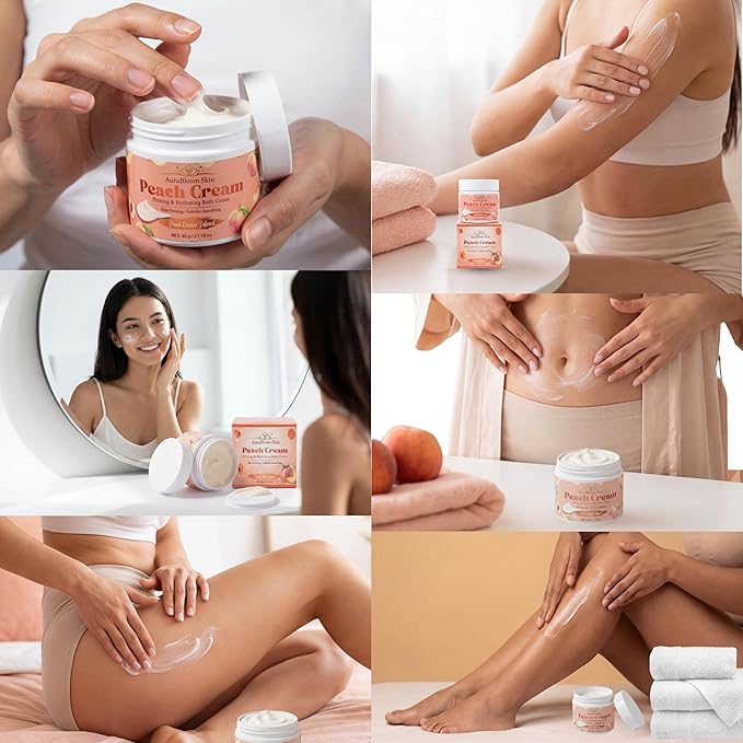 Peach Lift & Firming Body Cream | Peach Essence Infused Hydrating Moisturizer & Skin Firming Body Cream - Skin Tightening & Anti Cellulite Cream For Women-Lightweight fast absorbing Formula -2 Oz