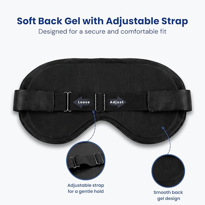 Cooling Eye Mask for Sleeping – Reusable Hot & Cold Gel Eye Mask with Adjustable Strap, Wide Coverage Sleep Eye Mask for Relaxation, Travel & Eye Comfort