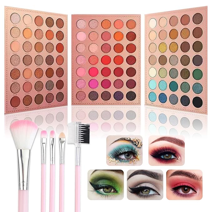 105 Colors Eyeshadow Palette with 5Pcs Brushes Set,Professional Makeup Smokey Nude Matte Eyeshadow Palette,Colorful and Long Lasting Powder Eye Shadow Makeup Gift Set