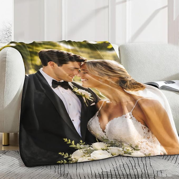 Yofair Ships Next Day, Custom Blanket with Picture Wedding Anniversary Valentines Day Gifts for Him Her Personalized Photo Blankets I Love You Couple Gift for Women Boyfriend Girlfriend Wife Husband