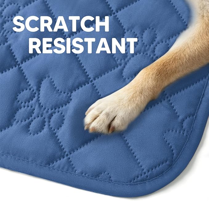PAWFINITY Waterproof Arm Chair Covers for Dogs, Pet Blanket for Couch | Paw Print Quilted, Hair Resistant, Anti Cat Scratch, Washable Furniture Protector for Single Sofa Cushion, 30x30 Inch, Blue