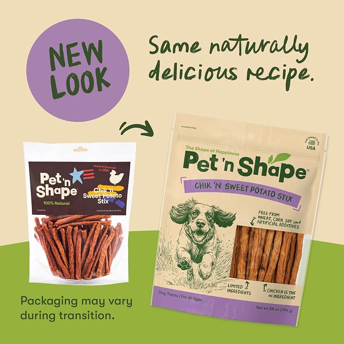 Pet 'n Shape Chik 'n Sweet Potato Stix – Made and Sourced in The USA- Natural Healthy Dog Treats, 28 Ounce | Premium chicken breast, USA Made, Limited ingredients, Wheat and soy free, Chewy reward, For all life stages, Vitamin rich