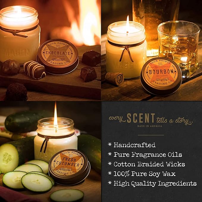 Four Points Trading Company Candles - Spiced Cranberry Aromatherapy Candle - Perfect Candle for Women or Men - Great for Birthday, Grandma, Mom, Home and Apartment Decor - 100% Soy Candle - 8oz