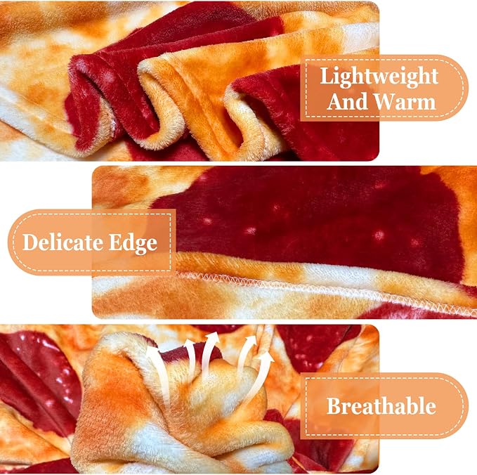 Bcareself Pizzas Blanket Adult Kdis Size 2.0 Double Sided Funny Realistic Food Personalized Throw Blanket Novelty Gift for Everyone Soft Pepperoni Pizzas Blanket Soft Flannel 60 inches