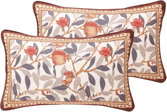 patdrea Designer French Vintage Linen Throw Pillow Cover,12"x20",Set of 2 | Decorative Pillow Case with Zipper,Floral Pattern,Pillow Cover for Couch Living Room Bedroom Sofa