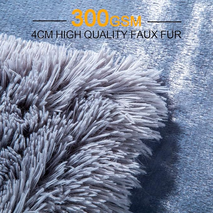 YUSOKI Long Faux Fur Throw Blanket, Grey,50" x 60" | Ultra Soft, Lightweight for All Season Use, stays fluffy after repeated washes, Perfect Gifts, Machine Washable