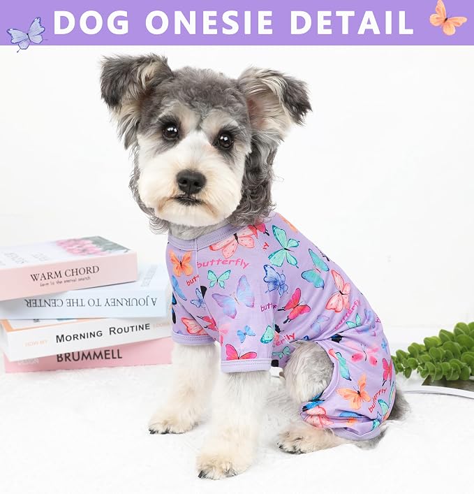 Dog Pajamas Spring Summer Dog Clothes for Small Medium Dogs Girl Boy Cute Soft Puppy Pjs Clothes Doggie Onesies Cat Pet Outfit(Butterfly,M)