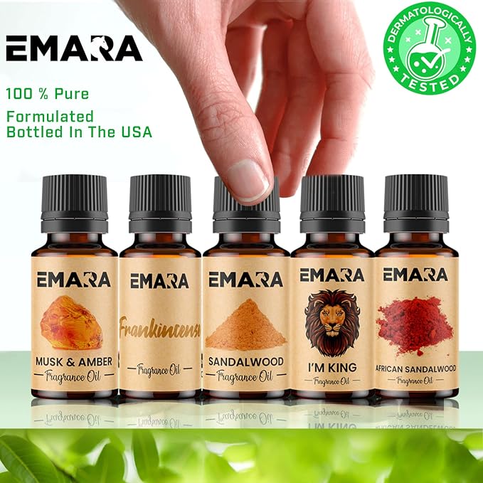 EMARA All Natural Earthy African Sandalwood Essential Oil for Diffusers, Skin Care, Aromatherapy Fragrance Oil, Organic Therapeutic Grade 15 mL (1/2 fl oz)
