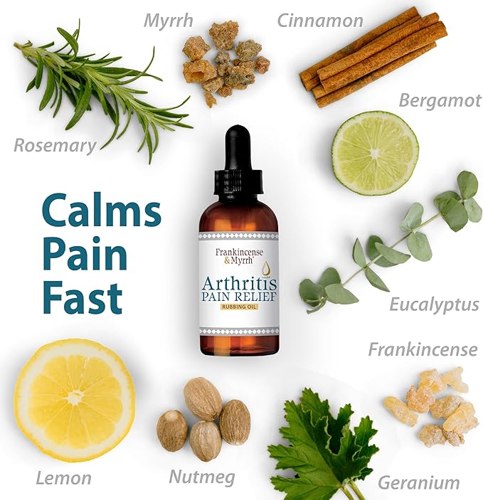 Frankincense and Myrrh Arthritis Pain Relief Rubbing Oil – Arthritis Pain Reliever with Frankincense Essential Oil for Sciatica, Lower Back, Neck, Hands, Knees, Joints and Shoulders, 2 fl.oz. - 2 Pack