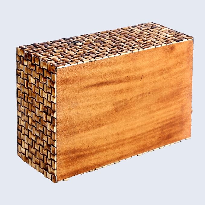 Handicrafts Home Large Decorative Storage Box with Lid – 12X8X5” Coffee Table Organizer, Keepsake- Decorative Boxes for Home Decor, Stylish Decorative Box for Office Decor-Mekong Chai