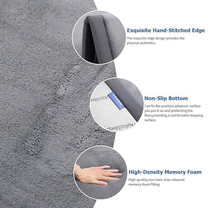Baby Play Mat for Floor,1.3" Thick Memory foam Tummy Time Mat for Toddlers,Infants,kids,Water-Repellent Soft Nursery Rug,Extra Large Non Slip for Crawling&Yoga,Tatami Style for Living Room(Dark Grey)