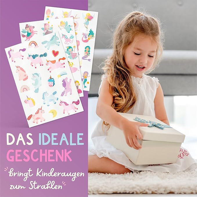 120 Skin-friendly Kids Tattoos - Dermatologically Tested & Rated VERY GOOD - Made in Germany - Our Temporary Tattoos for Kids (Fairies Theme)