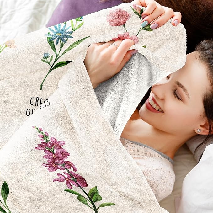 Christian Gifts for Women Birthday, Christian Blanket with Flowers | Inspirational, Religious Gifts for Women, Sister, Friend, Daughter, Mom, Baptism Gift, Soft Throw Blankets 50'' x 60''