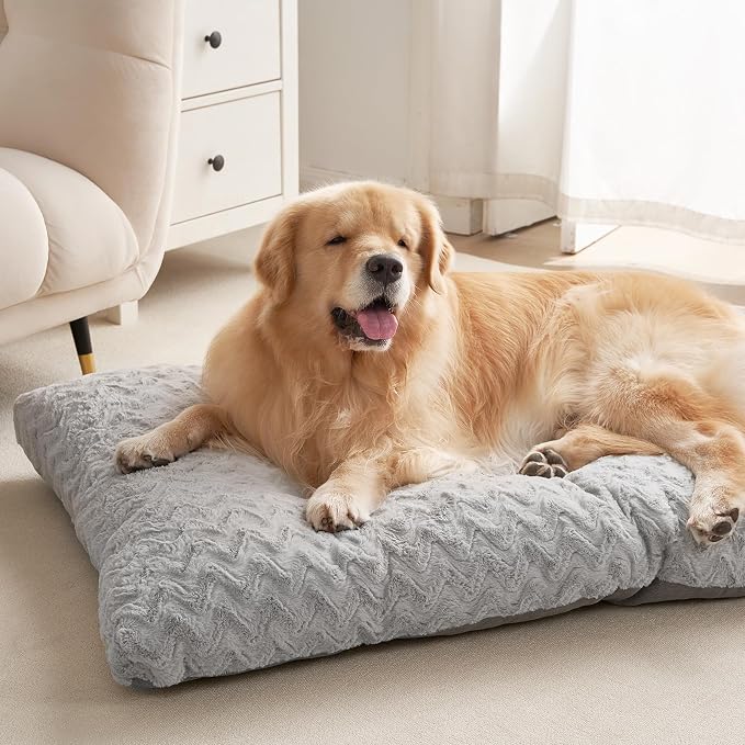 EHEYCIGA Washable XL Dog Beds Large Sized Dog, 41x27 Inch Pet Bed, Grey | Plush and Comfy Kennel Pad, Soft Dog Crate Mat, Deluxe Pet Sleeping Mat, Large Bed for Dog Up to 65 lbs