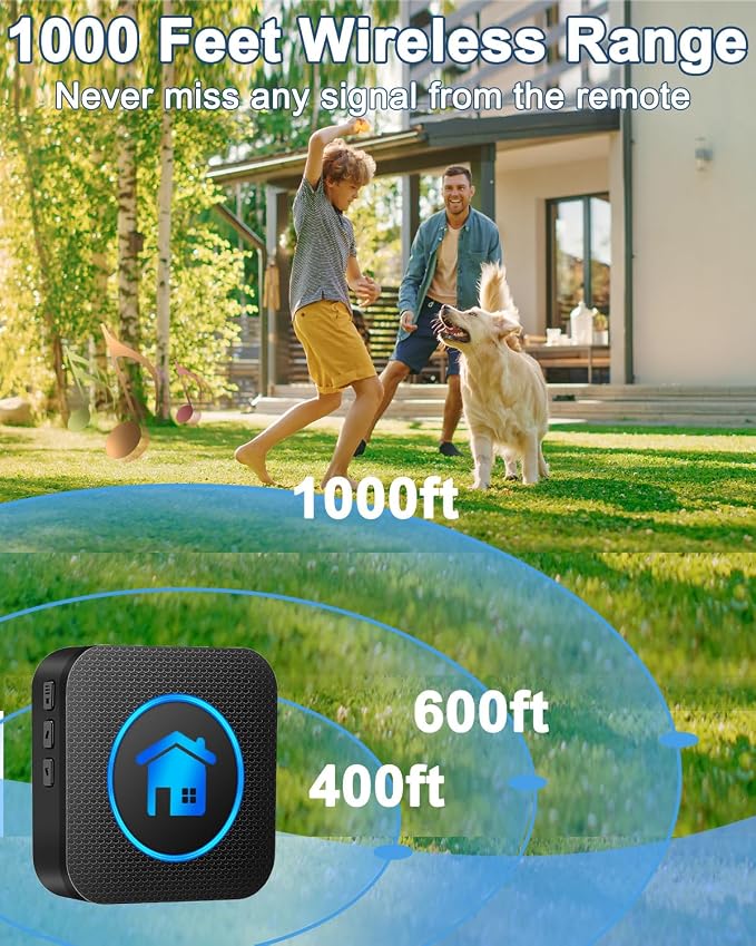 Dog Door Bell 2026 Enhanced Touch, Wireless Doggie Doorbell for Potty Training to Go Outside, IP65 Waterproof, 1000ft Range, 55 Melodies, 5 Modes & Adjustable Volume (2 Receivers+2Buttons)
