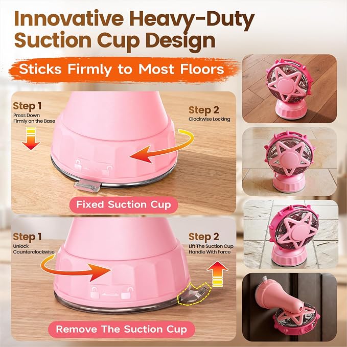 2in-1 Cat Slow Feeder and Interactive Cat Puzzle Toy,Ferris Wheel Treat Dispenser with Strong Suction Cup Base and Adjustable Food Leakage Holes,Food-Grade BPA-Free PP Cat Toys (Pink)