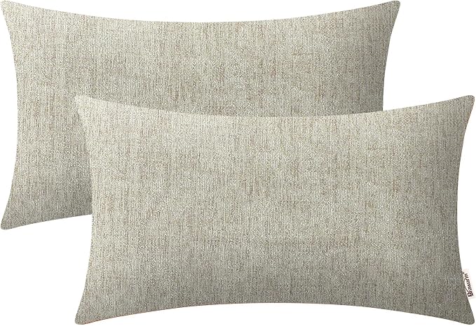 BRAWARM Throw Pillow Covers 12x20 Inches - Taupe Chenille Lumbar Pillow Covers Pack of 2, Solid Dyed Soft Chenille Pillow Cases for Couch Sofa Bed Home Decoration