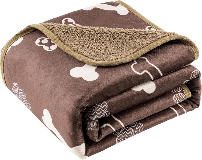 Waterproof Pet Blanket for Small Dogs and Cats 30"x40" | Washable Dog Blanket Chocolate Brown, Soft Fluffy Sofa Car Bed Protector, Reversible Sherpa Fleece Puppy Blanket
