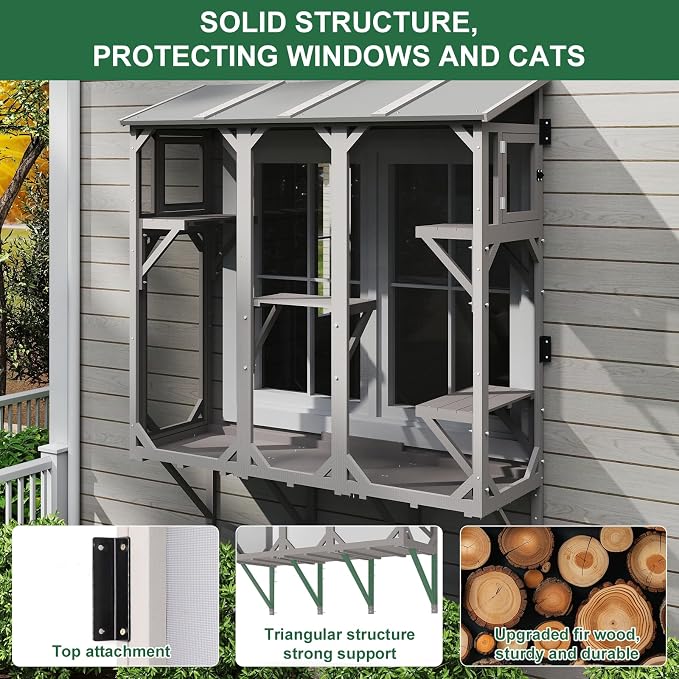 ketive Cat Catio Expandable Window Box Enclosure for Multiple Cats