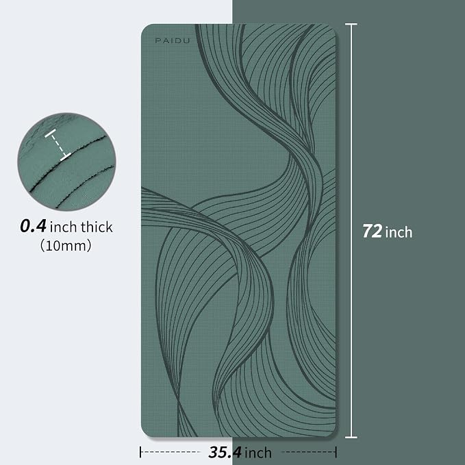 PAIDU Large Yoga Mat-72’x36’x0.4’ Extra Width ＆ Thick,Comfortable,Non-Slip Exercise Mat-Works Great on All Floor for Stretching,Yoga Studio,Gym or Home Workouts