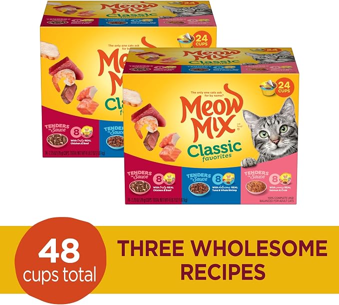 Meow Mix 2.75 Ounce Classic Favorites Variety (Pack of 96)