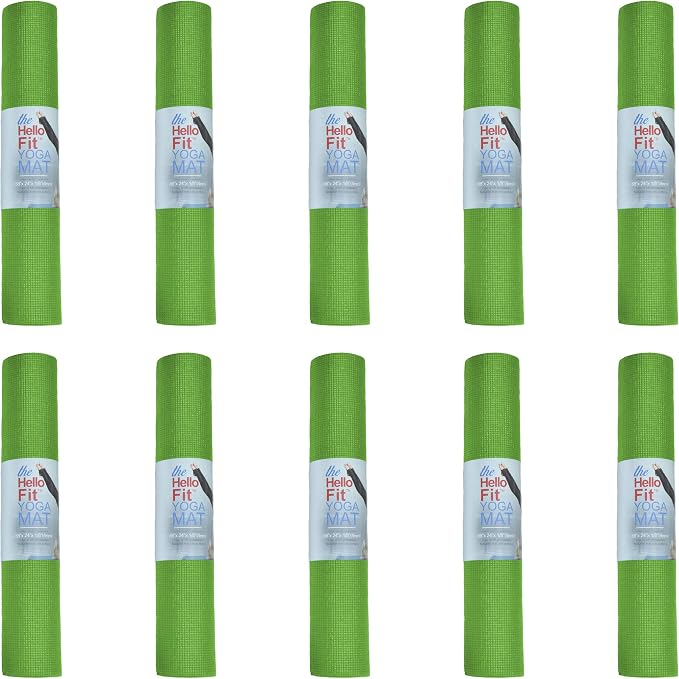 10-Pack Yoga Mat, 68" x 24" Non Slip Exercise Mat, 4mm Thick Gym Mat for Fitness and Stretching, Bulk Non Toxic Yoga Mats for Schools and Studios