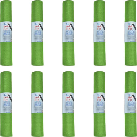 10-Pack Yoga Mat, 68" x 24" Non Slip Exercise Mat, 4mm Thick Gym Mat for Fitness and Stretching, Bulk Non Toxic Yoga Mats for Schools and Studios