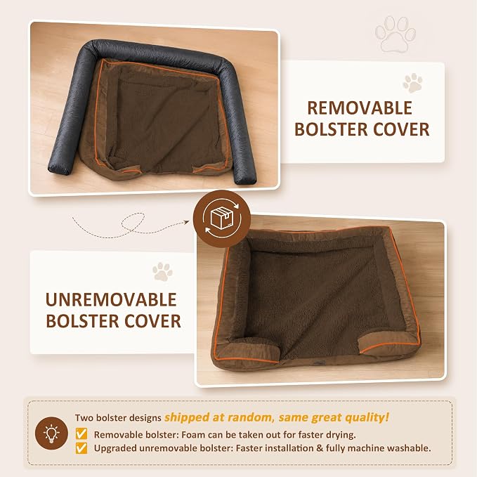 Comfort Expression Waterproof Orthopedic Dog Bed for Medium Size Dog | Supportive Egg Crate Foam Medium Pet Bed with Removable Bolsters, Dog Couch with Washable Cover & Non-Slip Bottom, 30x20 Inch