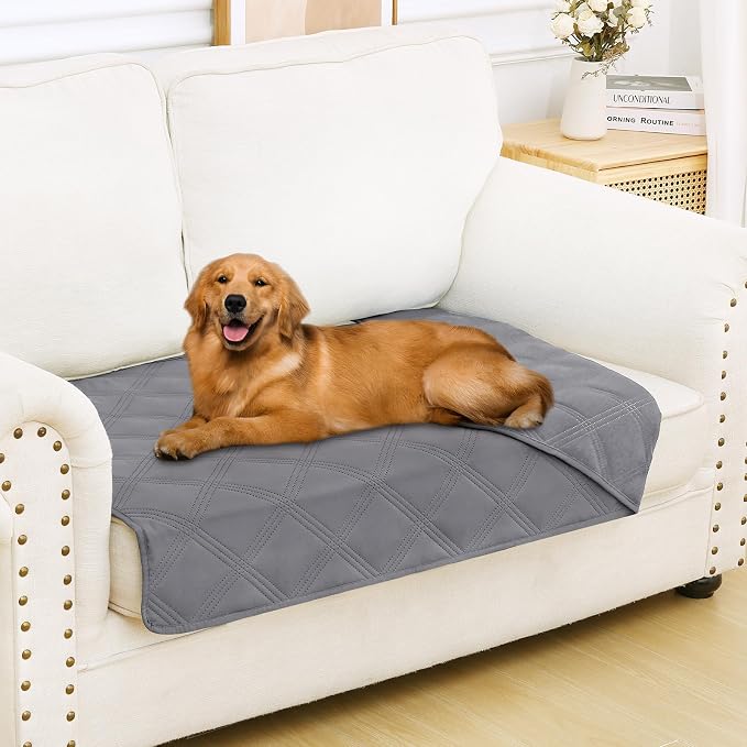 Smiry Waterproof Dog Bed Cover, Reversible Pet Blanket for Sofa Couch | Soft Washable Dog Blanket, Leakproof Couch Cover for Dogs Cats & Furniture Protection, 30x53, Grey/Grey