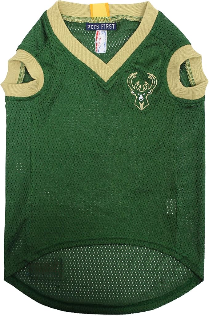 Pets First NBA MILWAUKEE BUCKS DOG Jersey, Large - Tank Top Basketball Pet Jersey