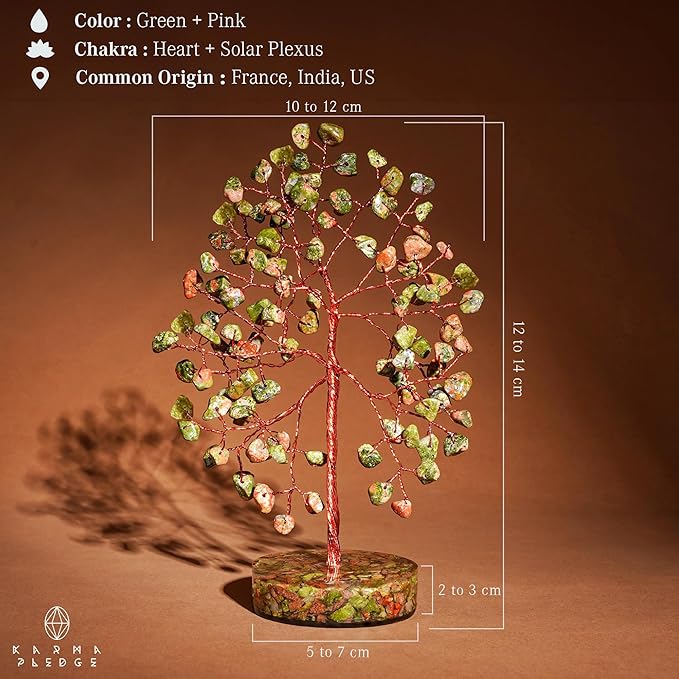 Unakite Crystal Tree of Life Birthday Gifts for Women, Men, Friends, Handmade Chakra Healing Crystals Tree for Home Office Decor, Positivity, Good Luck, Money, Unique Gifts for Her Mom, Sister, Dad