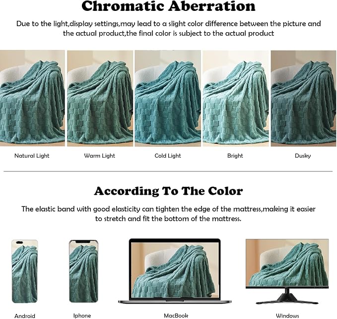 NEWCOSPLAY 3D Checkered Flannel Queen Blanket, Mint Green, 90"x90" | Super Soft Cute Lightweight Decorative Premium Silky Fleece Blanket for Couch Sofa Bed, Gift for Women Men, All Season Use