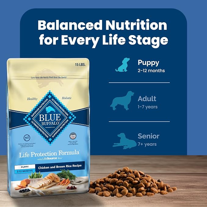 Blue Buffalo Life Protection Formula Chicken Puppy Dry Dog Food, 15 lb | With DHA for Brain Development, Real Chicken #1 Ingredient, Antioxidant-Rich LifeSource Bits, Promotes Healthy Muscle Growth