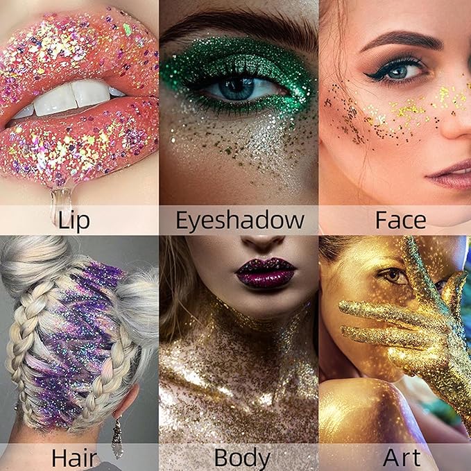 3Pcs Body Glitter Stick,Face Hair Body Glitter Gel,Waterproof Lasting Chunky Sparkling Body Gel Sequins,Festival Rave Accessories Make Up for Halloween Christmas Makeup Party