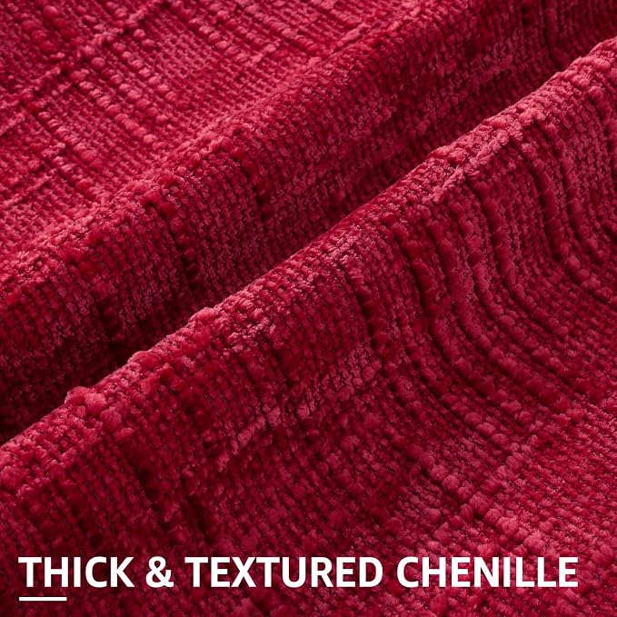 decorUhome Textured Chenille Throw Pillow Covers 24x24 Set of 2 Red | Fall Modern Farmhouse Soft Cozy Slubby Couch Pillow Cases Boho Decorative Pillow Cases for Bed Sofa Living Room Home Decor