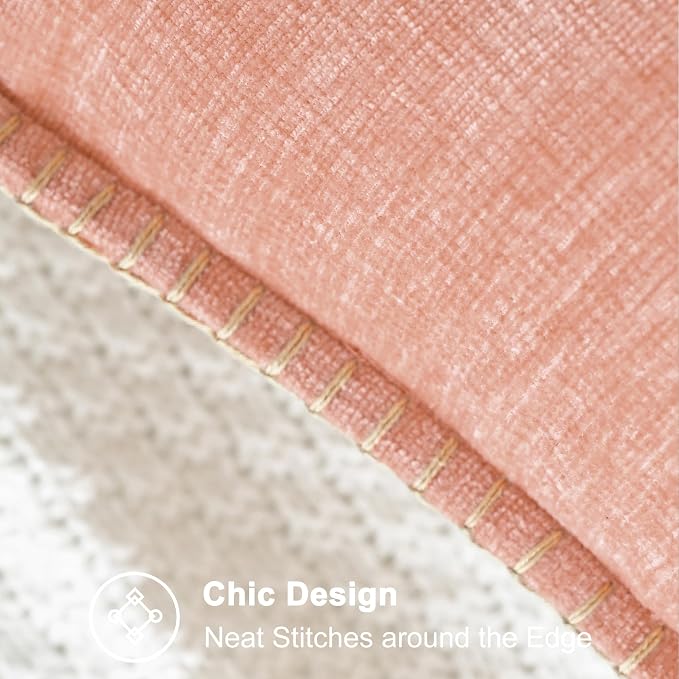 CaliTime Decorative Couch Throw Pillow Covers 18 X 18 Inches Dusty Pink | Pack of 2, Cozy Chenille Cushion Cases, Cotton Thread Stitching Edges, for Sofa Bed Living Room Farmhouse