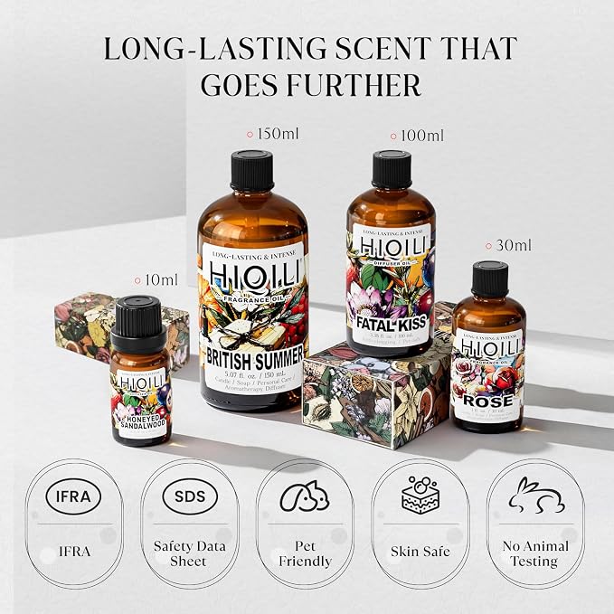 HIQILI Discovery Fragrance Oil Gift Set for Diffuser, DIY Perfume, Candles | 32 Scents, Suitable for Humidifier, Soap Making, Laundry Dryer Balls, Long Lasting Home Aroma, Perfume Oils for Women