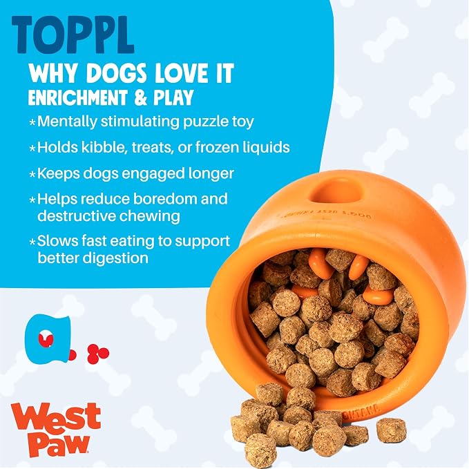 WEST PAW Zogoflex Toppl Interactive Treat Dispensing Puzzle Dog Toy for Mental Stimulation & Enrichment-Holds Kibble & Treats-Lickable, Freezable & Dishwasher Safe-Made in USA-Small-Cardinal Red