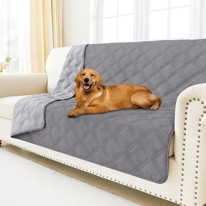 Smiry Waterproof Dog Bed Cover, Reversible Pet Blanket for Sofa Couch | Soft Washable Dog Blanket, Leakproof Couch Cover for Dogs Cats & Furniture Protection, 52x82, Grey/Light Grey