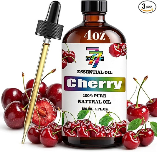 Cherry Essential Oil, Cherry Oils, for Diffuser, DIY Candles, Soap, Humidifier, Home, Car, Gift, Essential Oil, GV77ZF Cherry Fragrance Oil - 4 fl oz (120 ml)