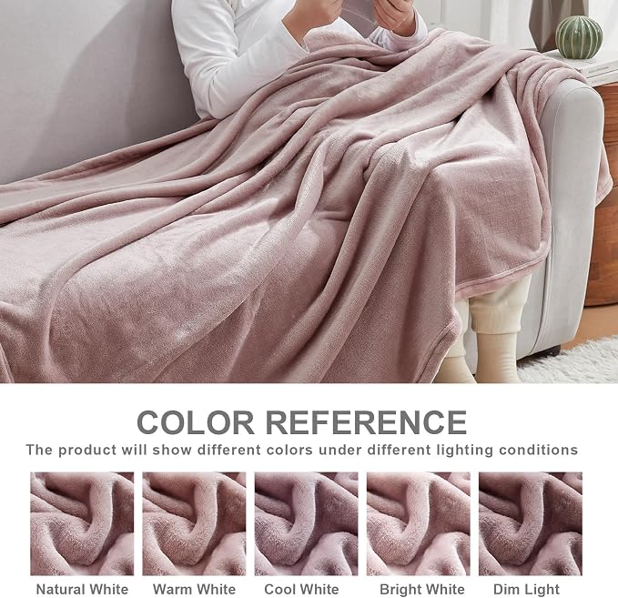 Hansleep King Pink Fleece Blanket, Soft Flannel Bed Blanket | Fuzzy Cozy Blanket 90x108 Inches, Multi-use for Bed, Sofa, Couch, Travel, Camping, All Season Warm Lightweight Cover