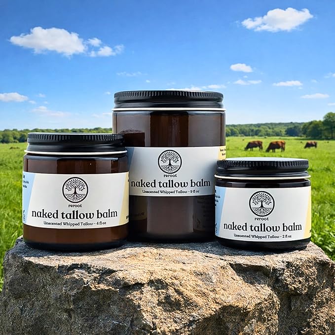 Beef Tallow for Skin | NAKED TALLOW BALM | 1 Ingredient - 100% Grass Fed Beef Tallow | Beef Tallow for Body & Face | Whipped & UNSCENTED for Sensititve Dry Skin, Babies, Eczema, Psoriasis