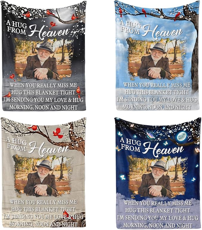 Custom Memorial Blanket with Photo - Sympathy Gift for Loss of Loved One