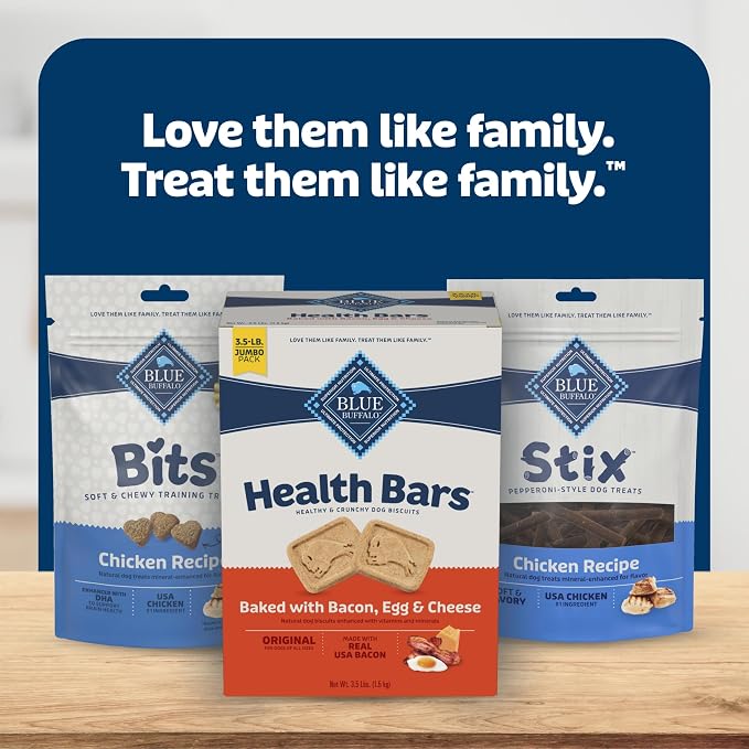 Blue Buffalo Health Bars Bacon Egg & Cheese Dog Biscuits, 3.5 lb | Oven-Baked, Crunchy Texture, No Chicken By-Product, Corn, Wheat, or Soy