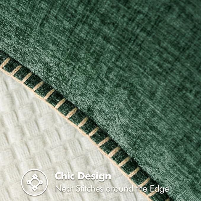 MIULEE Decorative Couch Throw Pillow Covers 20x20 Inch Dark Green 2 Pack | Farmhouse Pillow Covers with Stitched Edge, Soft Chenille Cushion Cases, for Sofa Bed Living Room Home Decor